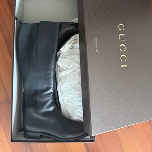 Gucci Black Leather Tall Riding Boots size EU 40